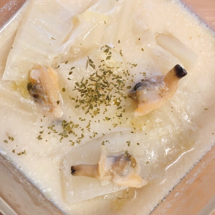 トロトロ白菜とアサリの豆乳チャウダー